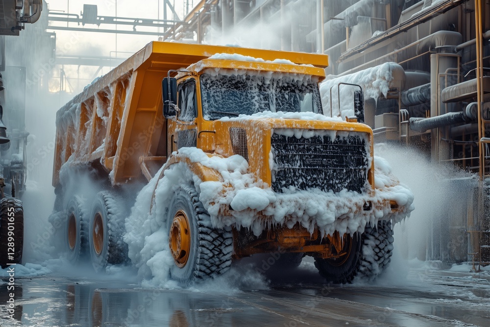 Industrial dump truck cleaning